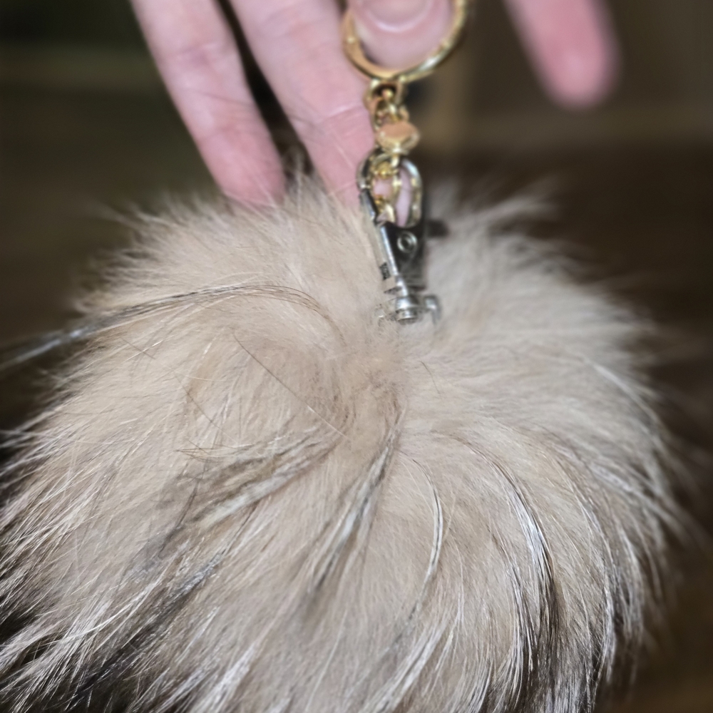 Elegant Beige Fur Keychain Accessory